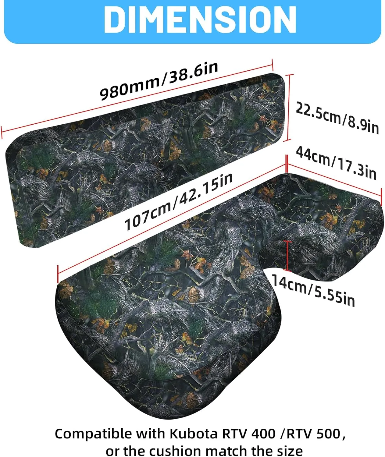 StarknightMT RTV Seat Cover Compatible with Kubota RTV 400 & RTV 500 UTV Seat Covers Waterproof TCamo Seat Cover