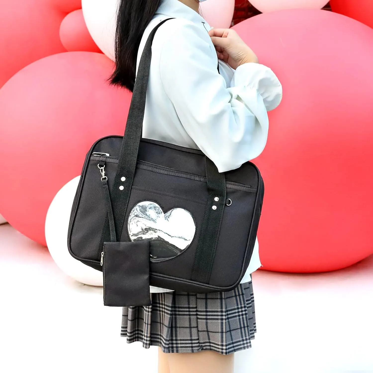 STEAMEDBUN Kawaii Ita Bag Japanese School Bag Cute Tote Bag Large Shoulder Anime Heart Purse