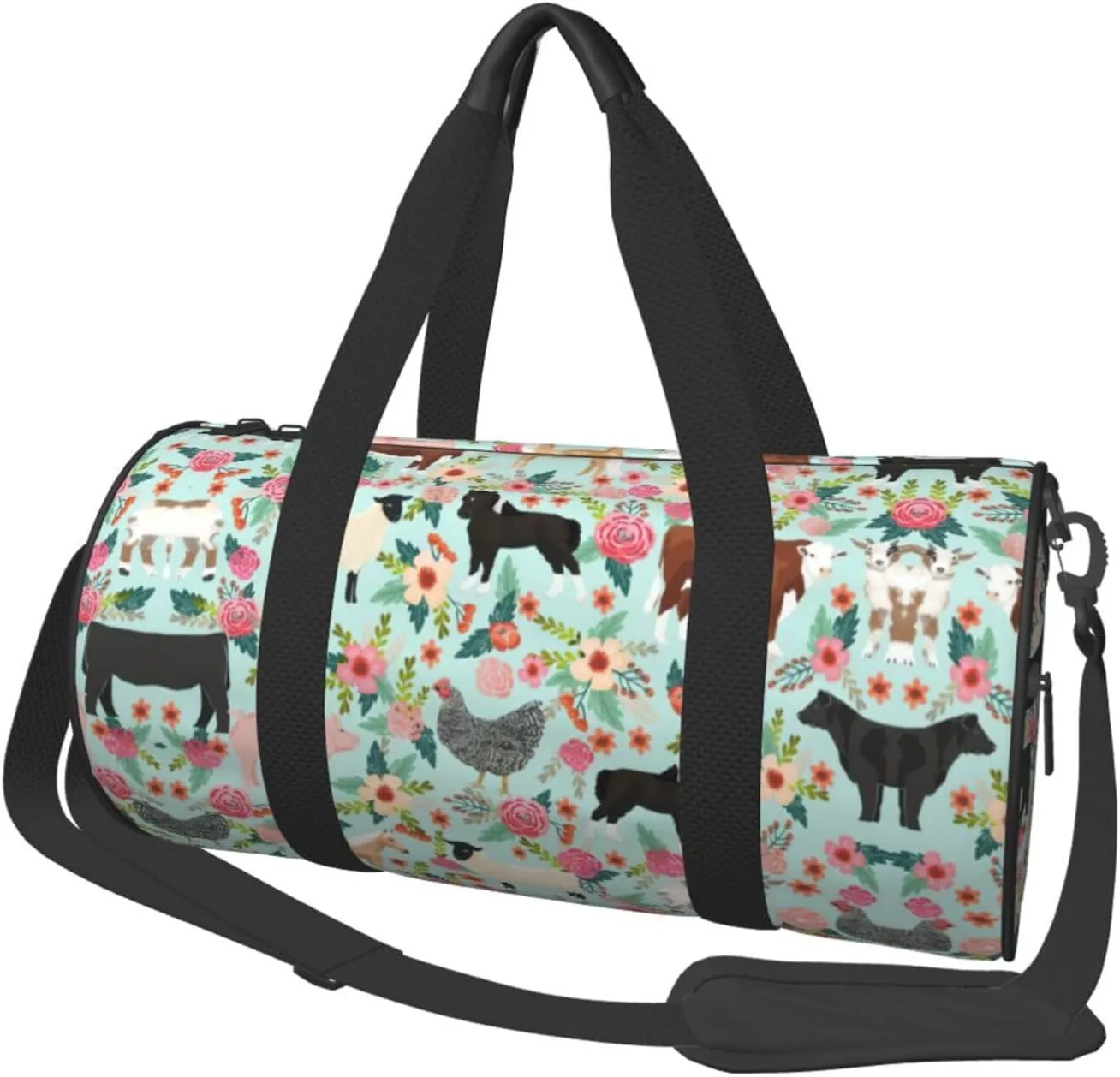 Steer Floral Duffel Bag Foldable Gym Bag For Men Women, Lightweight With Inner Pocket For Travel Sports