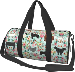 Steer Floral Duffel Bag Foldable Gym Bag For Men Women, Lightweight With Inner Pocket For Travel Sports