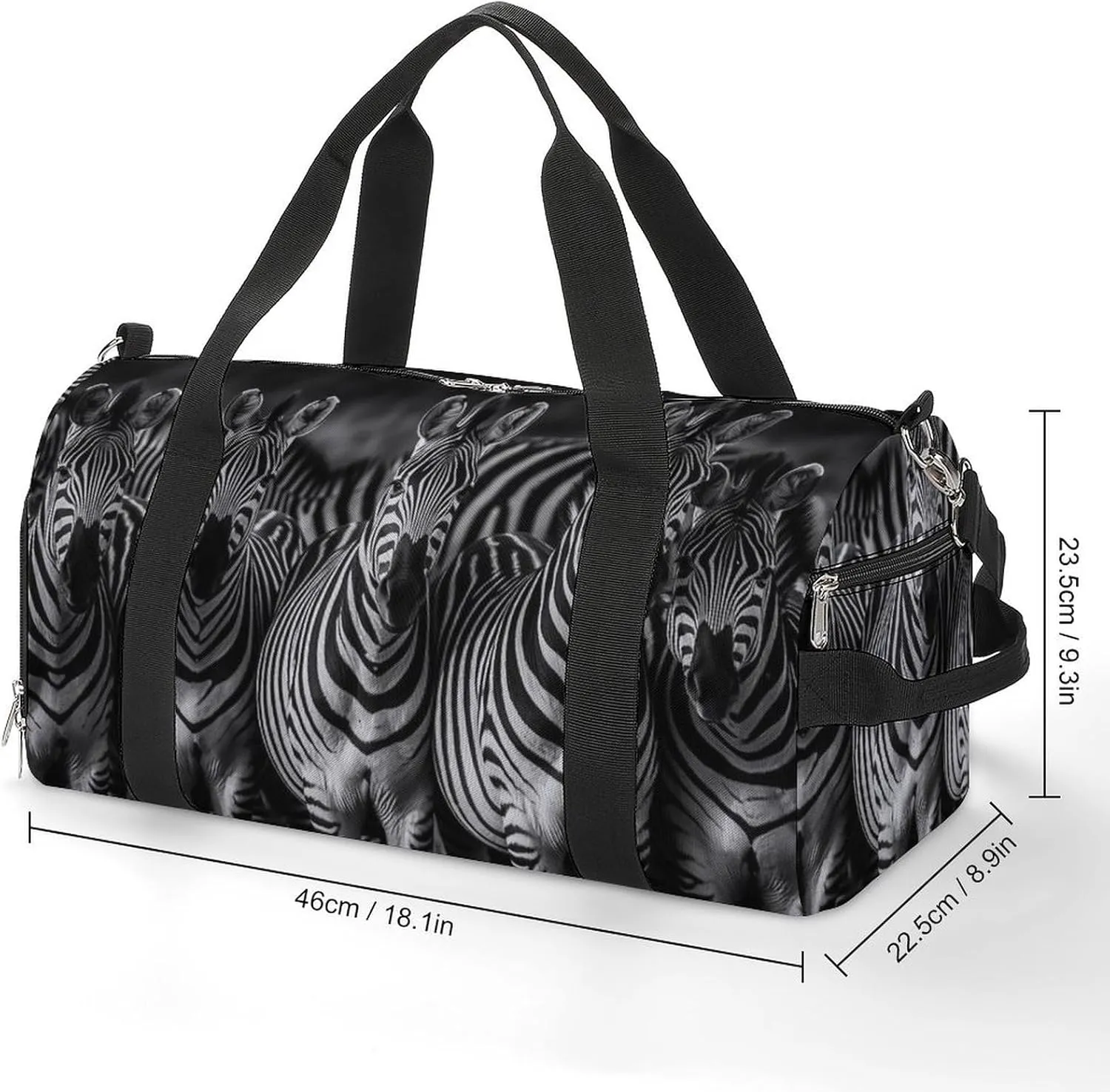 Striped Zebra Sports Duffel Bag for Men Women with Wet Pocket and Shoe Compartment