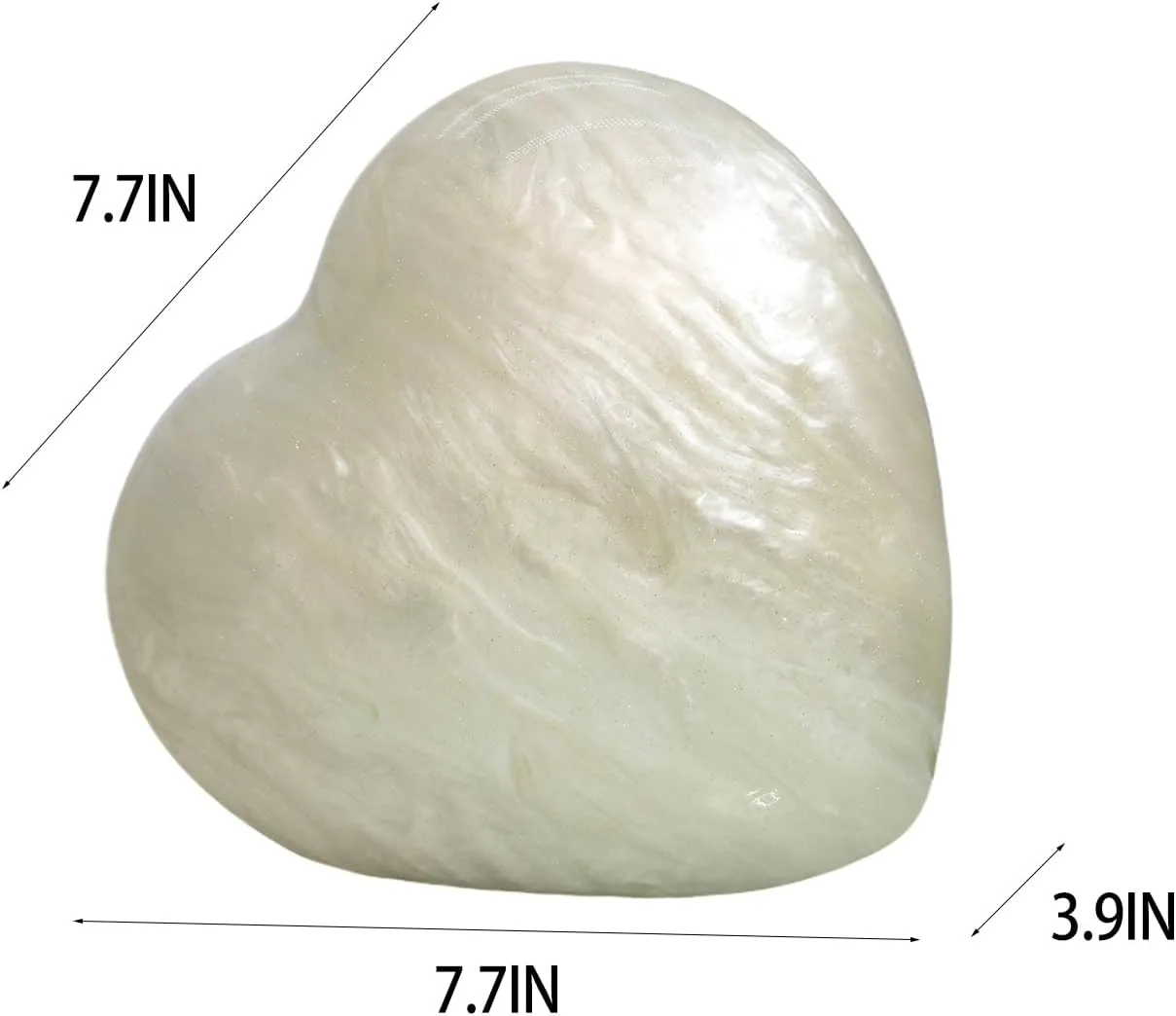 Stylish Women Acrylic Evening Clutch Heart Shape Handbag Amber Top Handle Purse Bag for Party Prom Cocktail