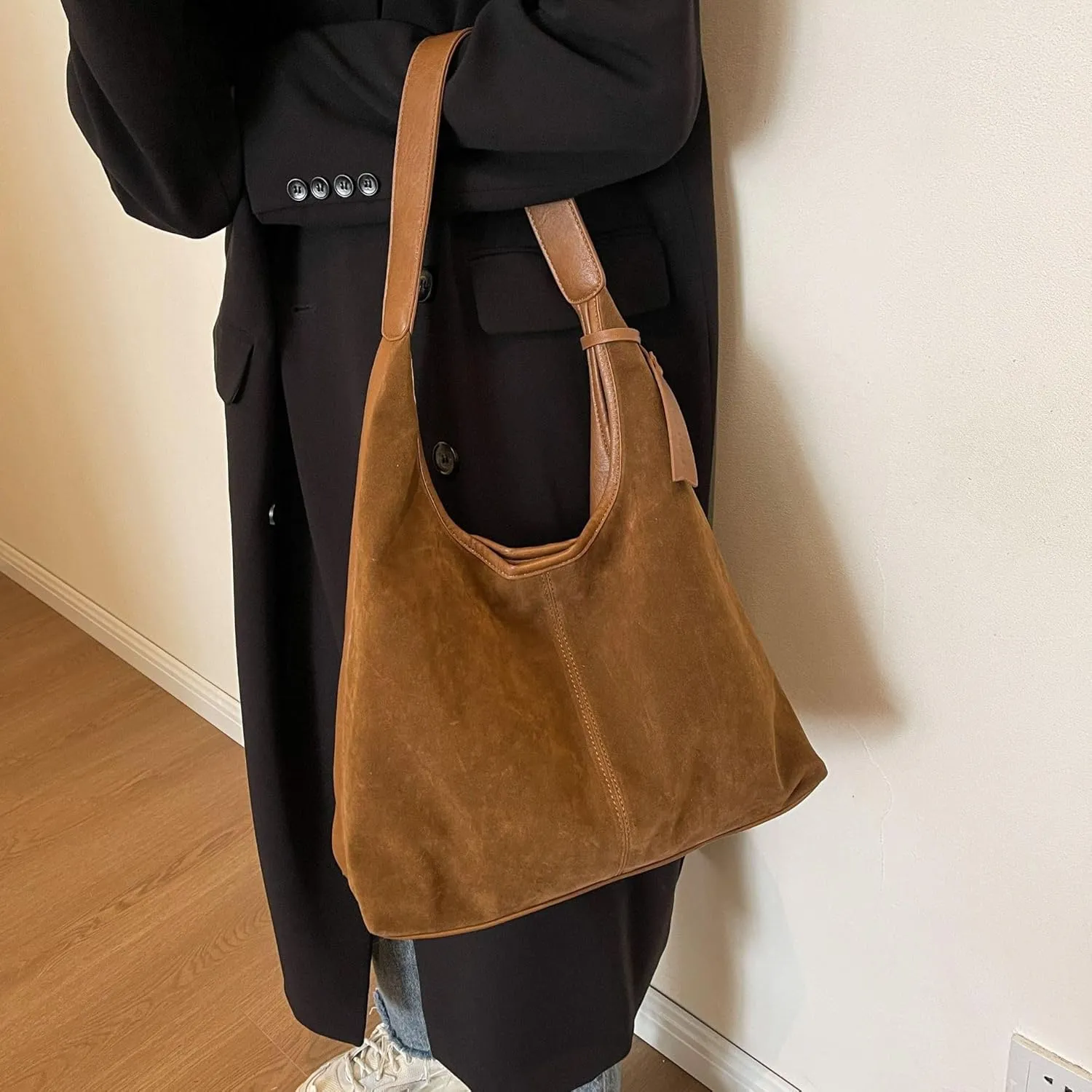 Suede Bag Suede Tote Bag Brown Suede Shouder Purse Work Hobo Handbags Fall Aesthetics