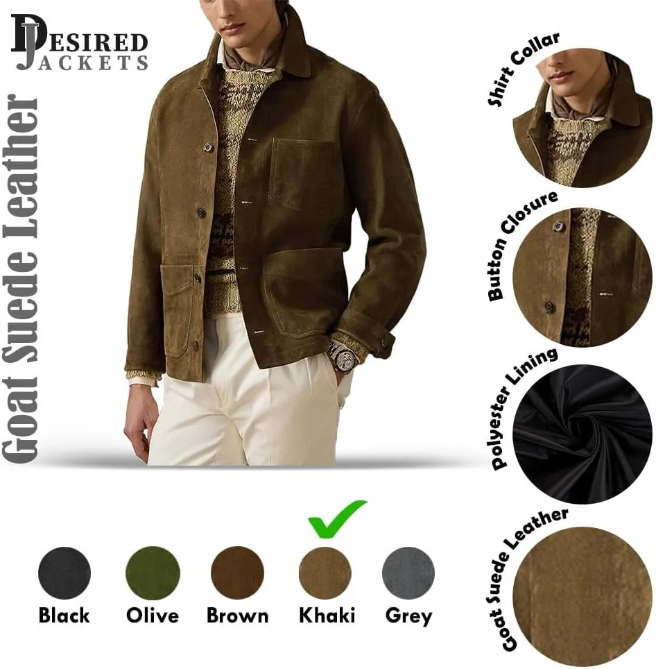 Suede Leather Jacket Men – Real Lambskin Suede Casual Leather Jackets For Men - Mens Suede Jacket