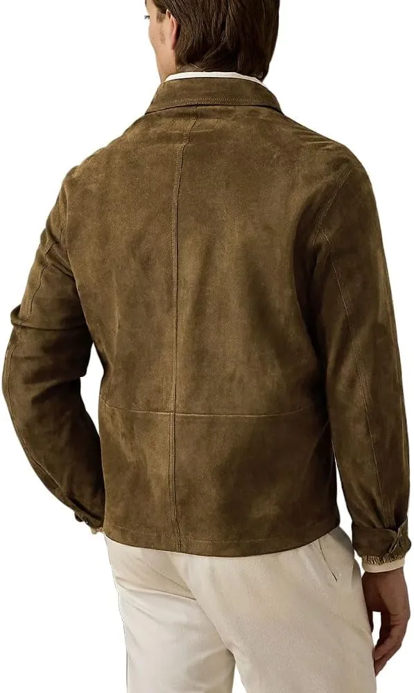Suede Leather Jacket Men – Real Lambskin Suede Casual Leather Jackets For Men - Mens Suede Jacket