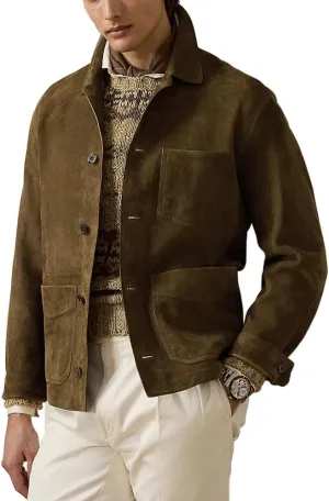 Suede Leather Jacket Men – Real Lambskin Suede Casual Leather Jackets For Men - Mens Suede Jacket