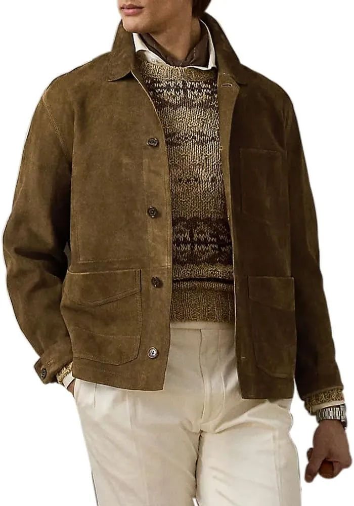 Suede Leather Jacket Men – Real Lambskin Suede Casual Leather Jackets For Men - Mens Suede Jacket