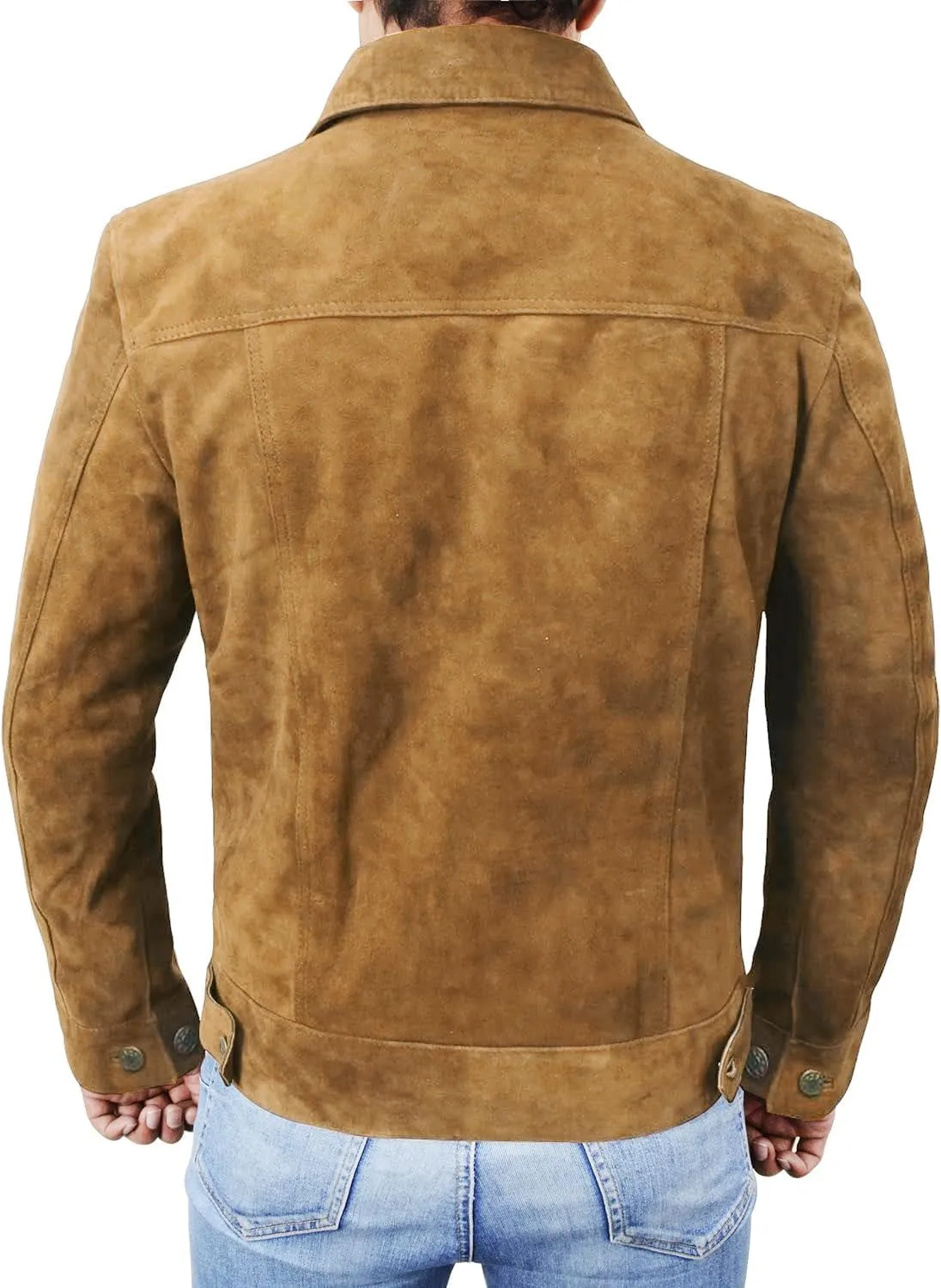 Suede Trucker Jacket Mens - Western Style Cowboy Leather Coat