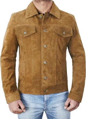 Suede Trucker Jacket Mens - Western Style Cowboy Leather Coat