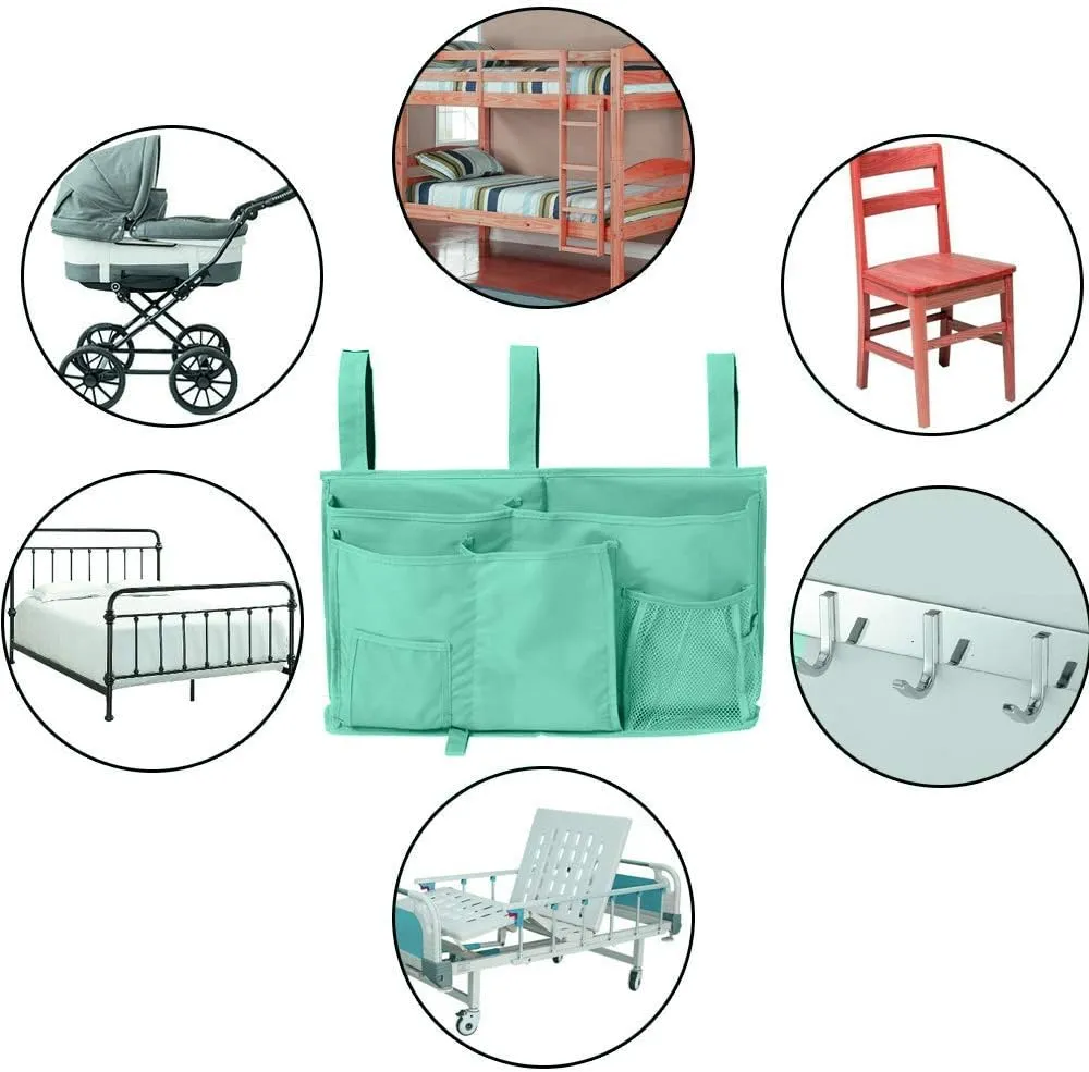 Sugaroom Bedside Storage Caddy, Bunk Bed Organizer Bed Storage Pocket Bedside Organizer Hanging Bed Storage Caddy for College Dorm Room, Hospital Bed Rails, Baby Bed, Camp (Green)