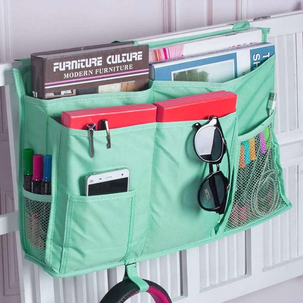 Sugaroom Bedside Storage Caddy, Bunk Bed Organizer Bed Storage Pocket Bedside Organizer Hanging Bed Storage Caddy for College Dorm Room, Hospital Bed Rails, Baby Bed, Camp (Green)