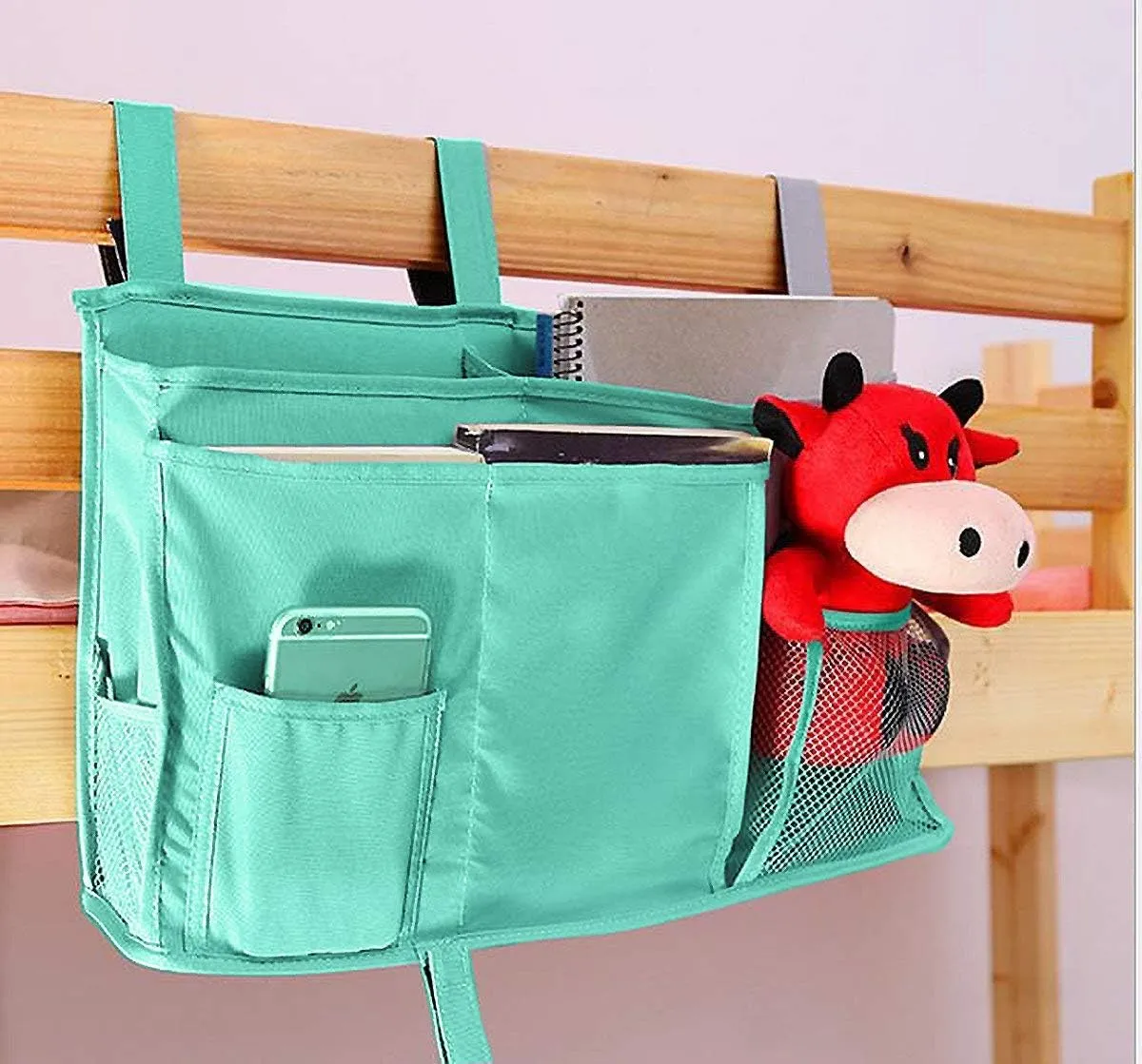 Sugaroom Bedside Storage Caddy, Bunk Bed Organizer Bed Storage Pocket Bedside Organizer Hanging Bed Storage Caddy for College Dorm Room, Hospital Bed Rails, Baby Bed, Camp (Green)