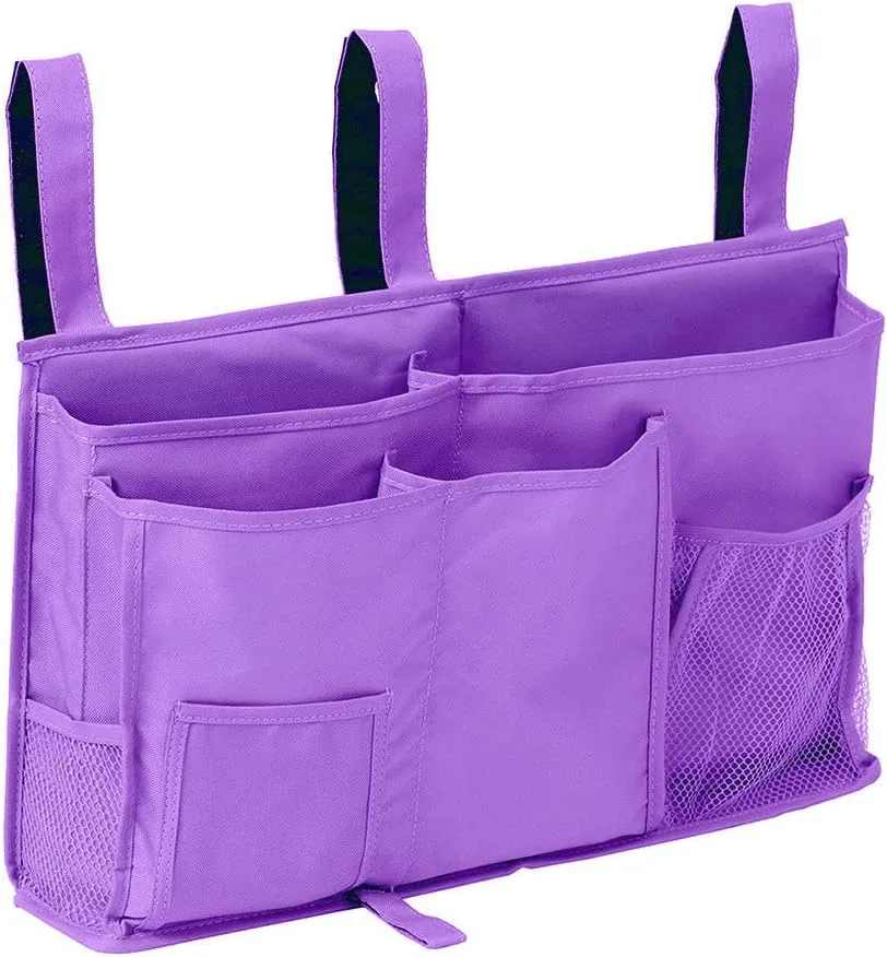 Sugaroom Purple Bedside Storage and Organizer - Hanging Caddy for Bed Rails, Bunk Beds, Dorm Rooms and More