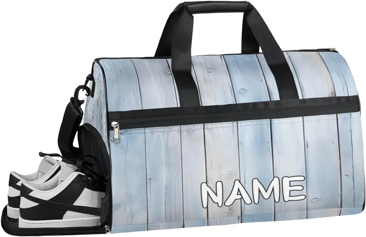 Summer Planks Wood Sports Gym Bag with Wet Pocket & Shoes Compartment Travel Duffel Bag for Women Men Custom Sports Gym Bag Personalized Overnight Stay Weekend Tote Beach Luggage