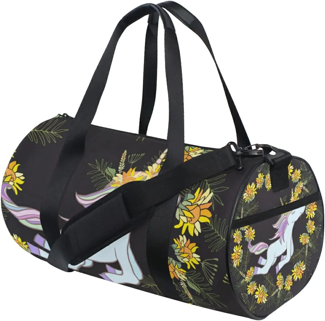 Sunflower With Unicorns Duffel Bag,Canvas Travel Bag for Gym Sports and Overnight