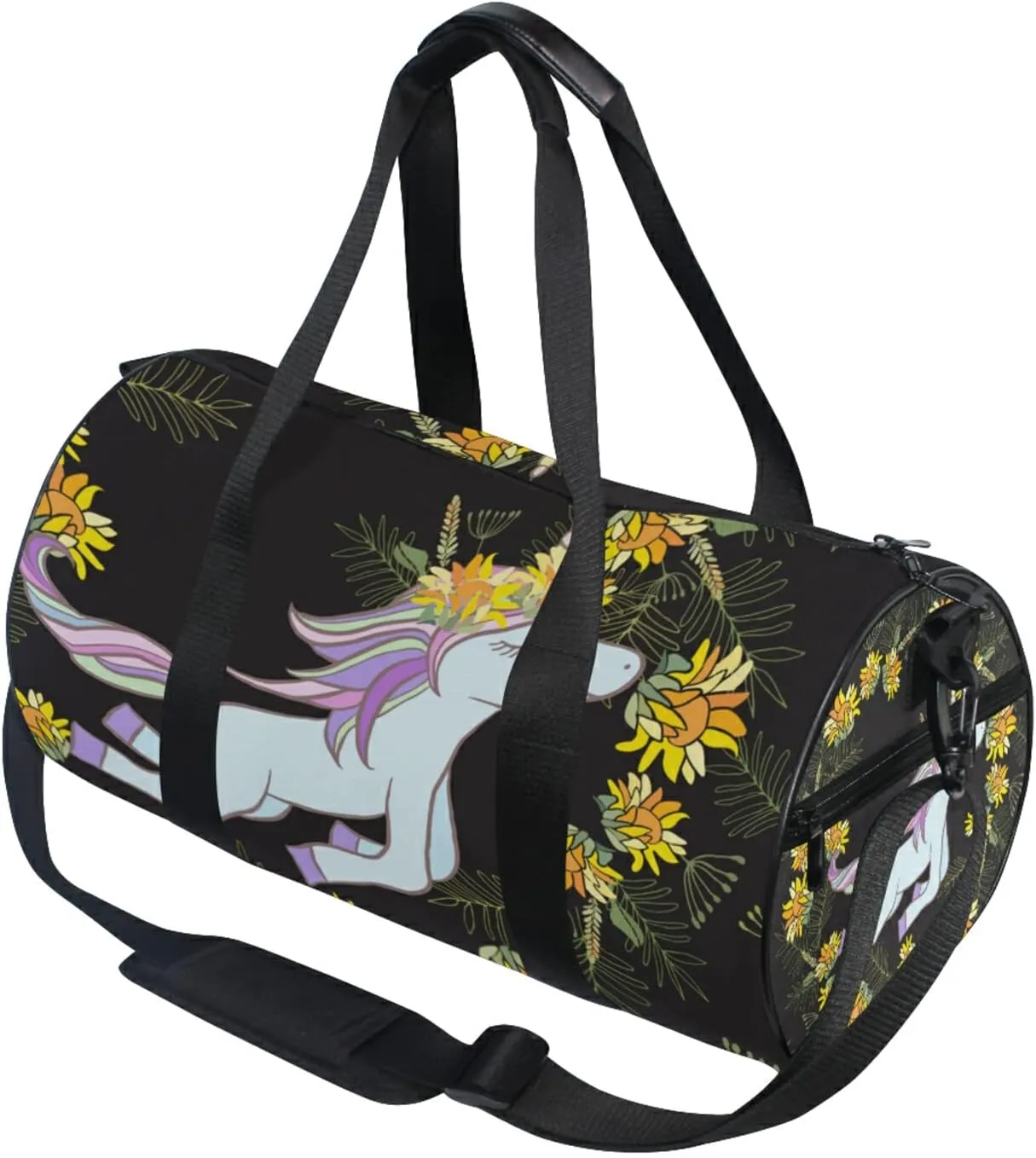 Sunflower With Unicorns Duffel Bag,Canvas Travel Bag for Gym Sports and Overnight