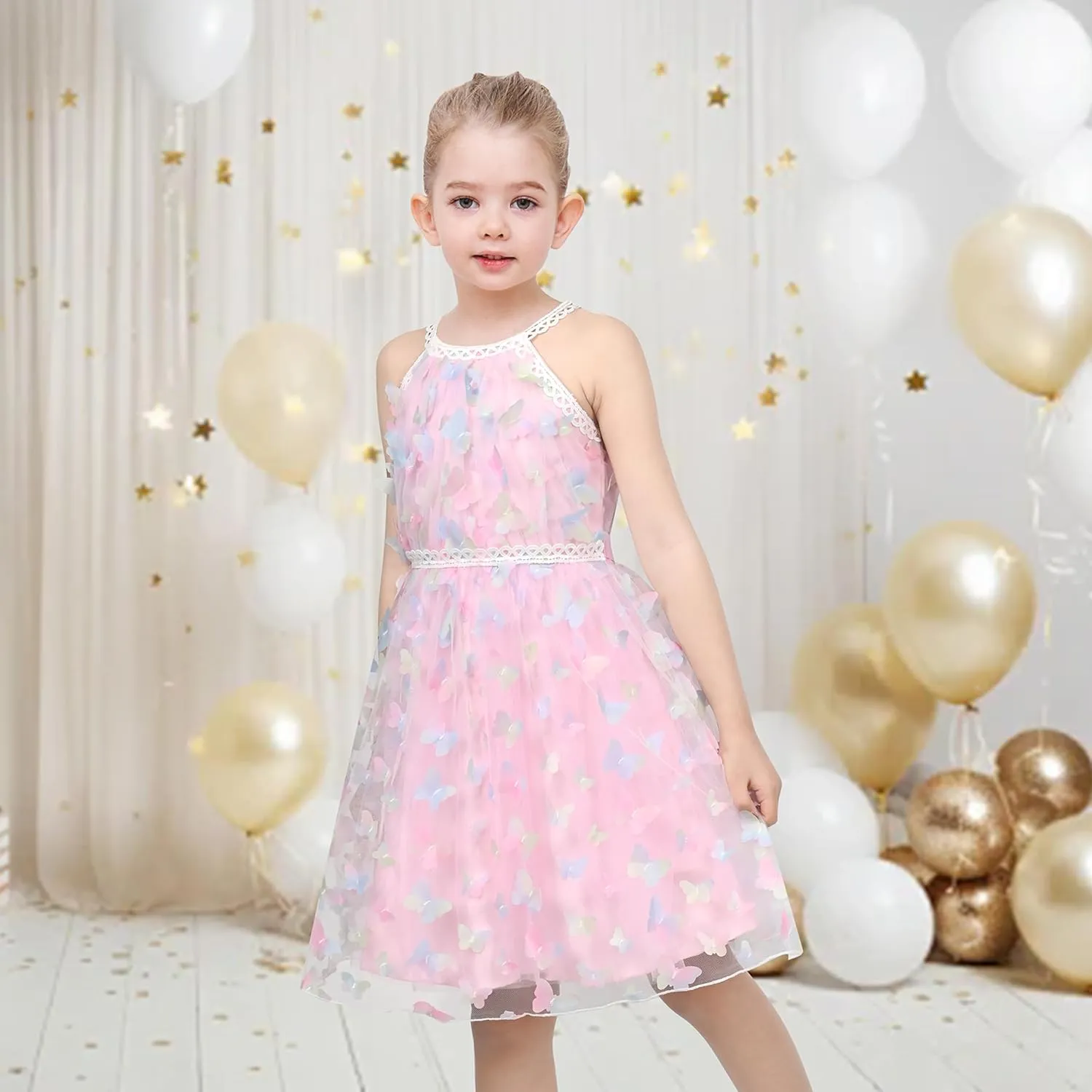 Sunny Fashion Girls Dress Turquoise Embroidered Halter Dress Party