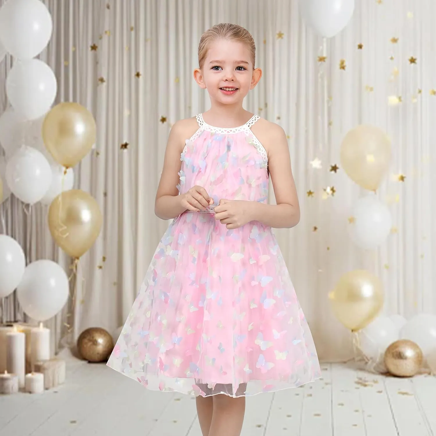 Sunny Fashion Girls Dress Turquoise Embroidered Halter Dress Party