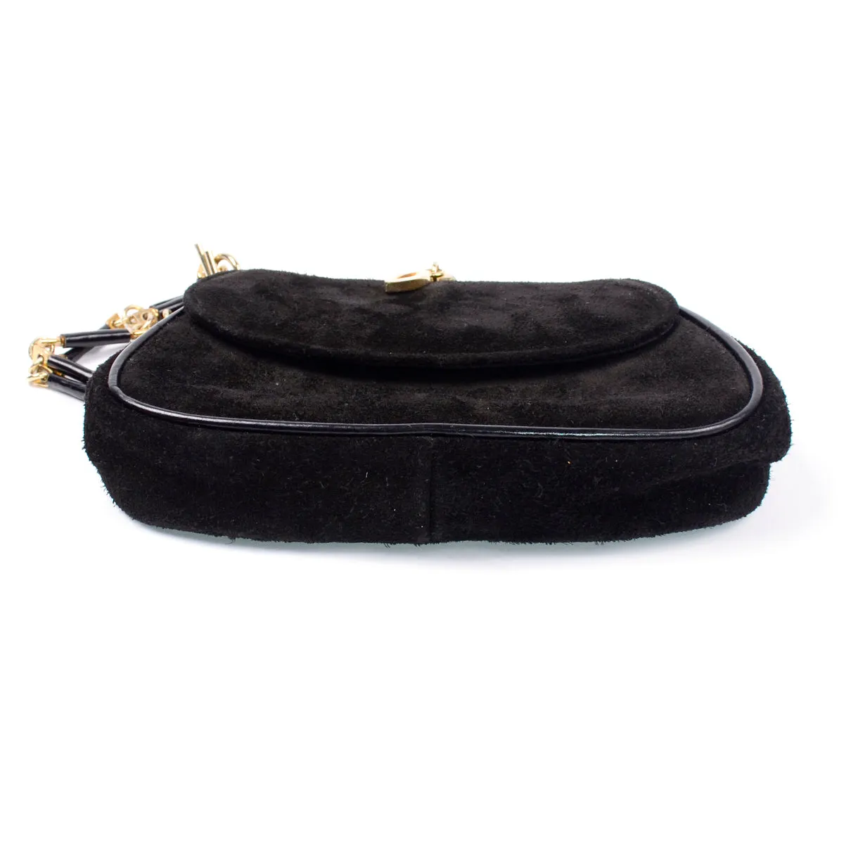 Susan Gail Black Suede Evening Bag w/ Gold Link Chain Strap