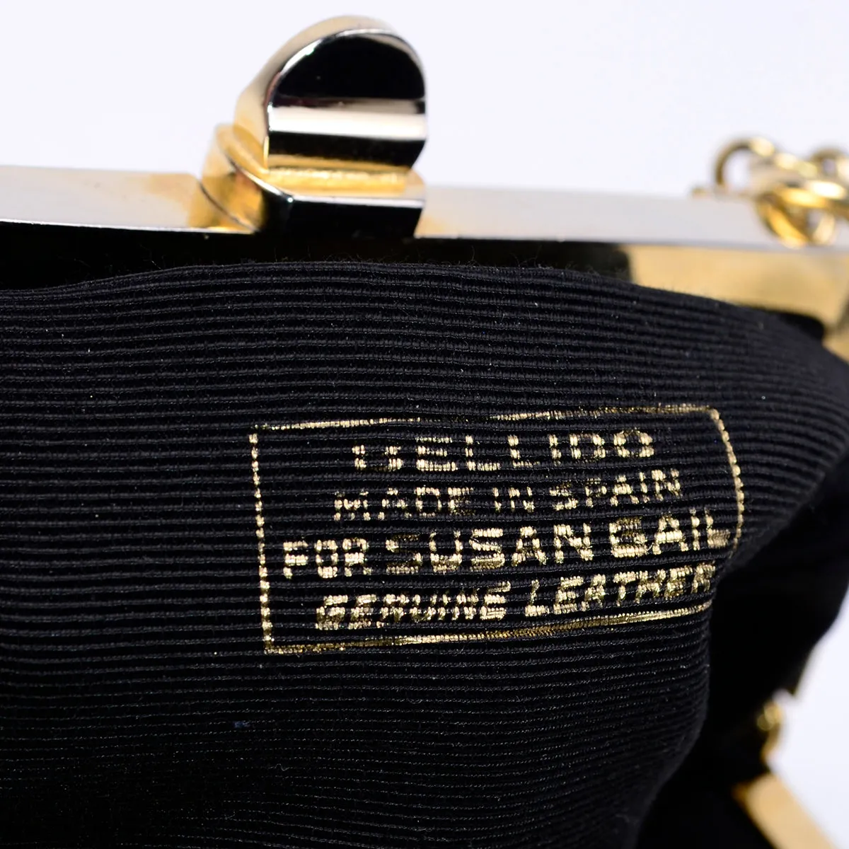 Susan Gail Black Suede Evening Bag w/ Gold Link Chain Strap
