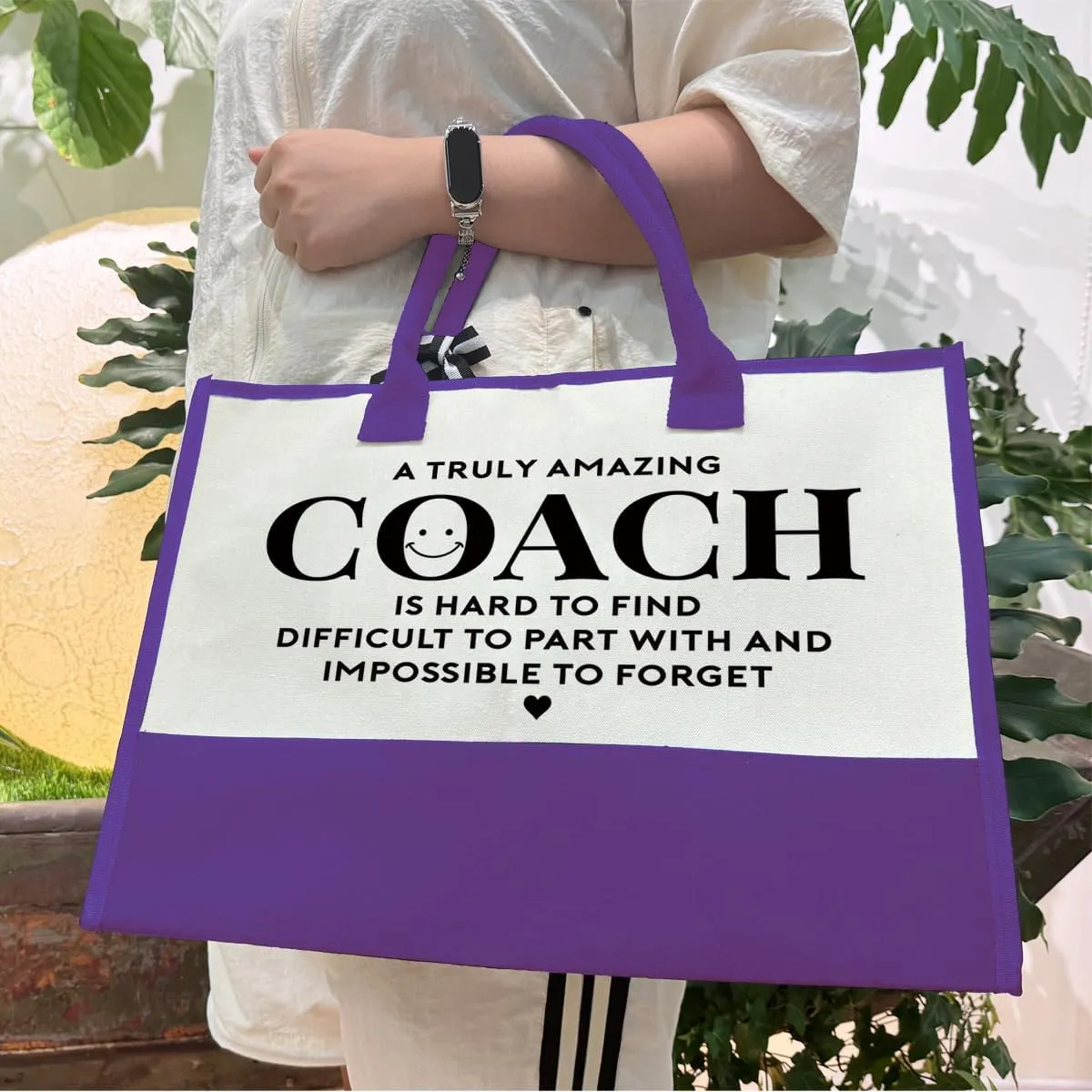SUSZDOU Amazing Coach Tote Bag, Women's Canvas Handbags, Shoulder Beach Bag, Thank You Gift for Female Coach, Gifts for Female Coaches, Canvas Tote Bag With Zipper, Makeup Bag I1