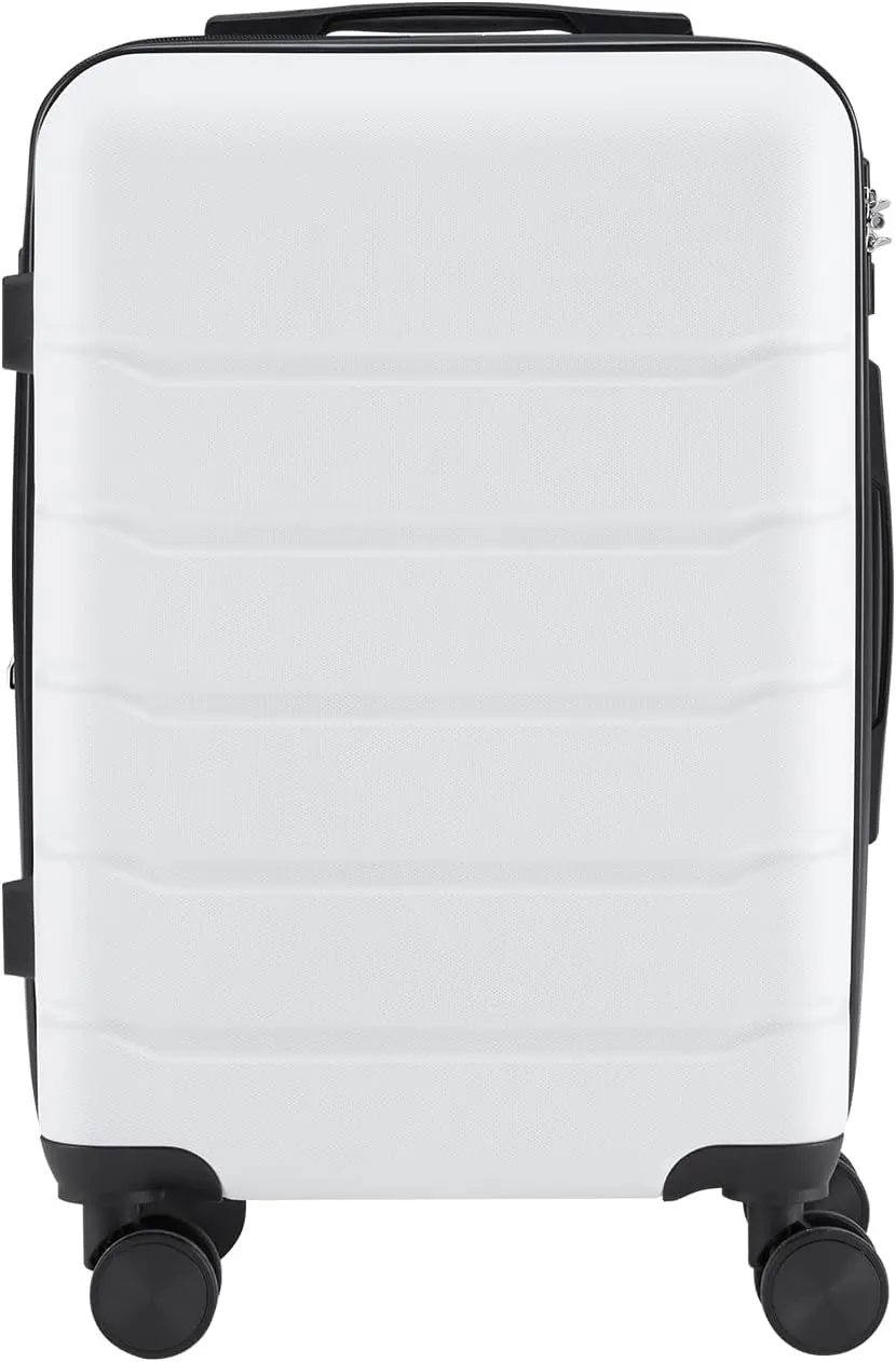 SVRCK Hard-Sided Expandable Suitcase for Stress-Free Travel, Smooth Rolling Wheels and TSA Lock, 20-Inch, White