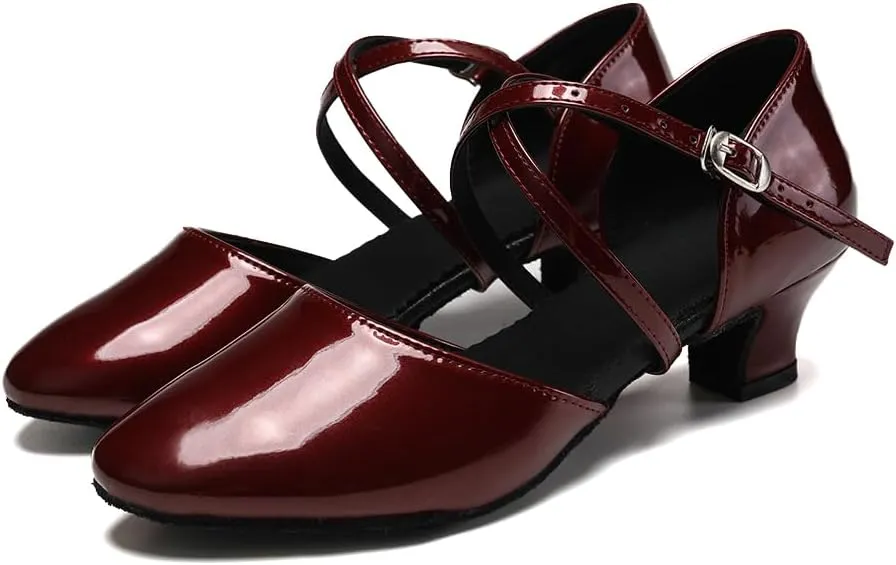 SWDZM Glitter Women Latin Dance Shoes Closed Toe Ballroom Salsa Tango Practice Performence Party Dancing Shoes,Model FT105