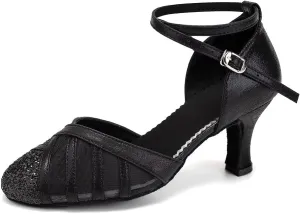 SWDZM Glitter Women Latin Dance Shoes Closed Toe Ballroom Salsa Tango Practice Performence Party Dancing Shoes,Model FT105