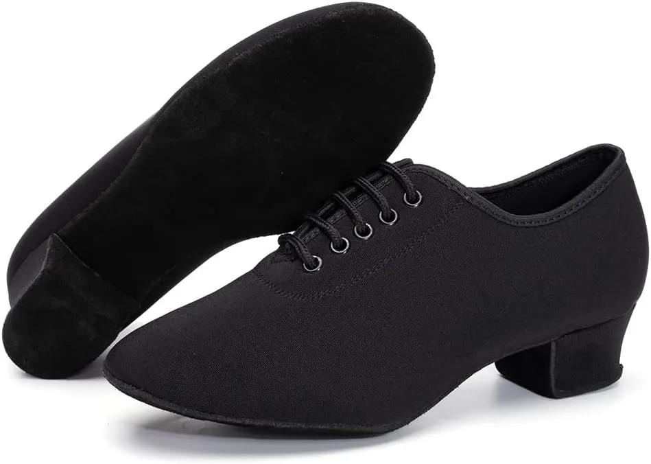 SWDZM Men&Women Ballroom Dance Shoes Lace-up Closed Toe Latin Modern Performance Dance Practice Teaching Shoes,Model KCNJ
