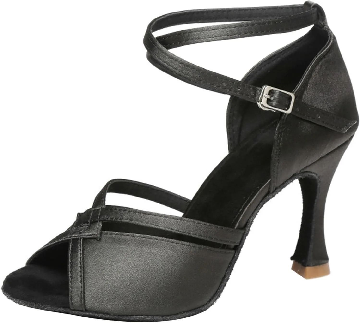 SWDZM Open Toe Latin Dance Shoes Women Low Heels Tango Salsa Ballroom Shoes