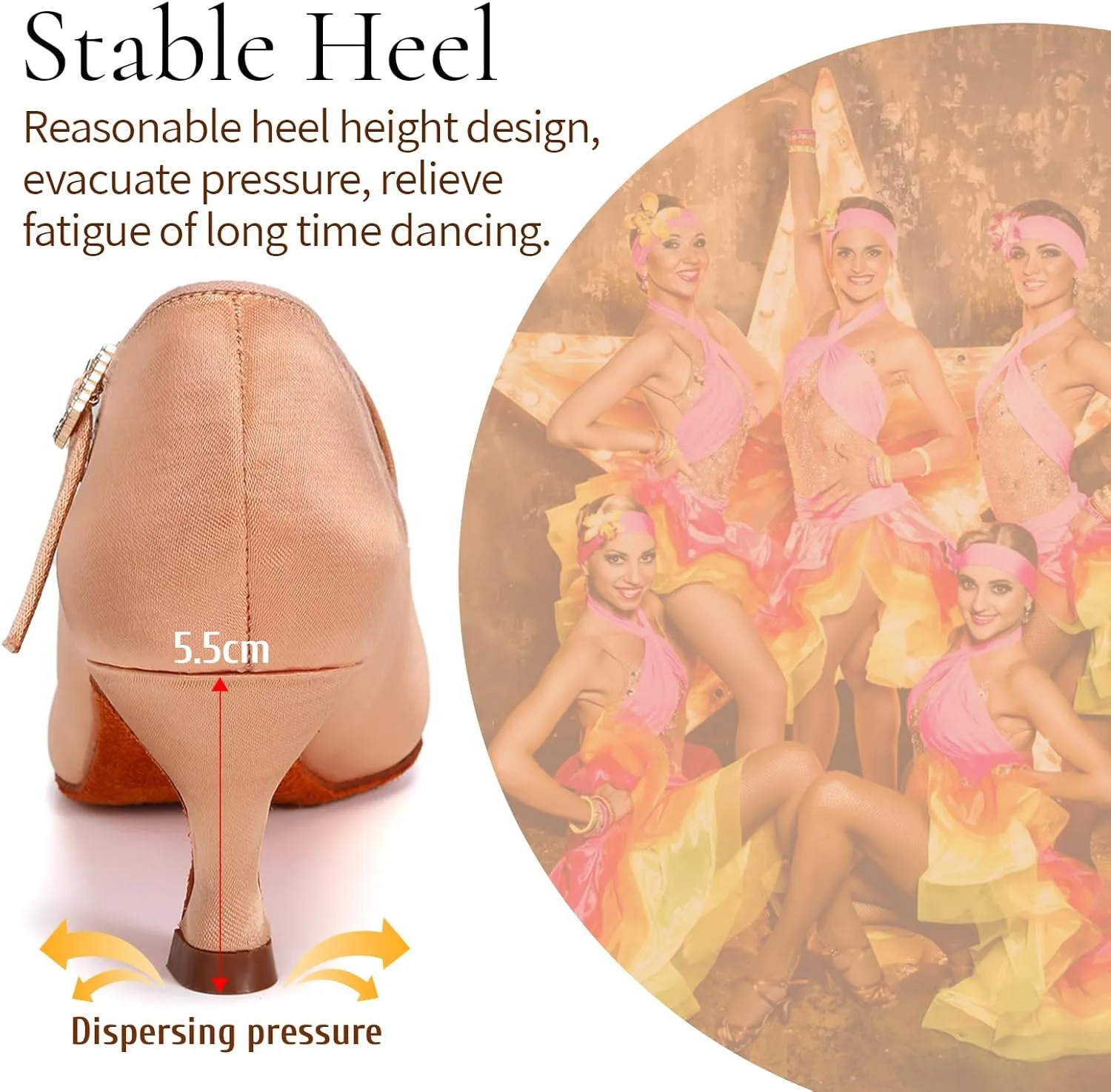 SWDZM Rhinestone Womens Latin Dance Shoes Suede Sole Ballroom Waltz Social Dance Shoes Closed Toe