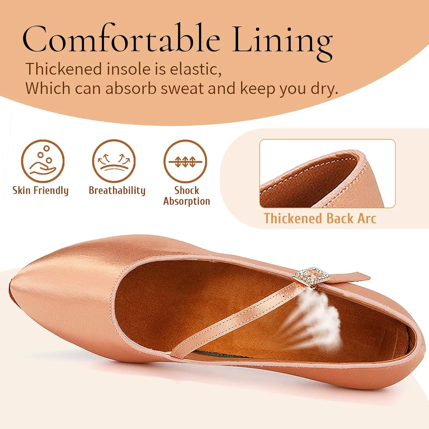 SWDZM Rhinestone Womens Latin Dance Shoes Suede Sole Ballroom Waltz Social Dance Shoes Closed Toe