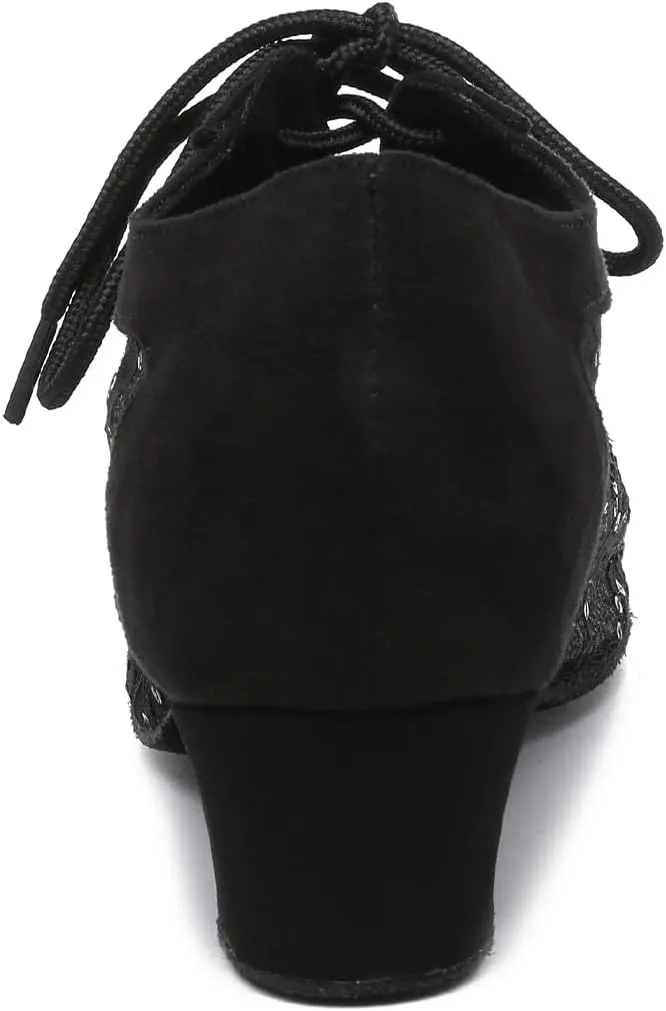 SWDZM Women Ballroom Dance Shoes Salsa Latin Practice Shoes Lace-up Teaching Dance Shoes,Model YCL504