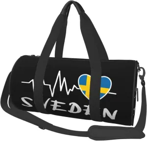 Sweden Heartbeat Duffel Bag Gym Bag Travel Sports Tote Large Foldable Beach Swim Yoga8