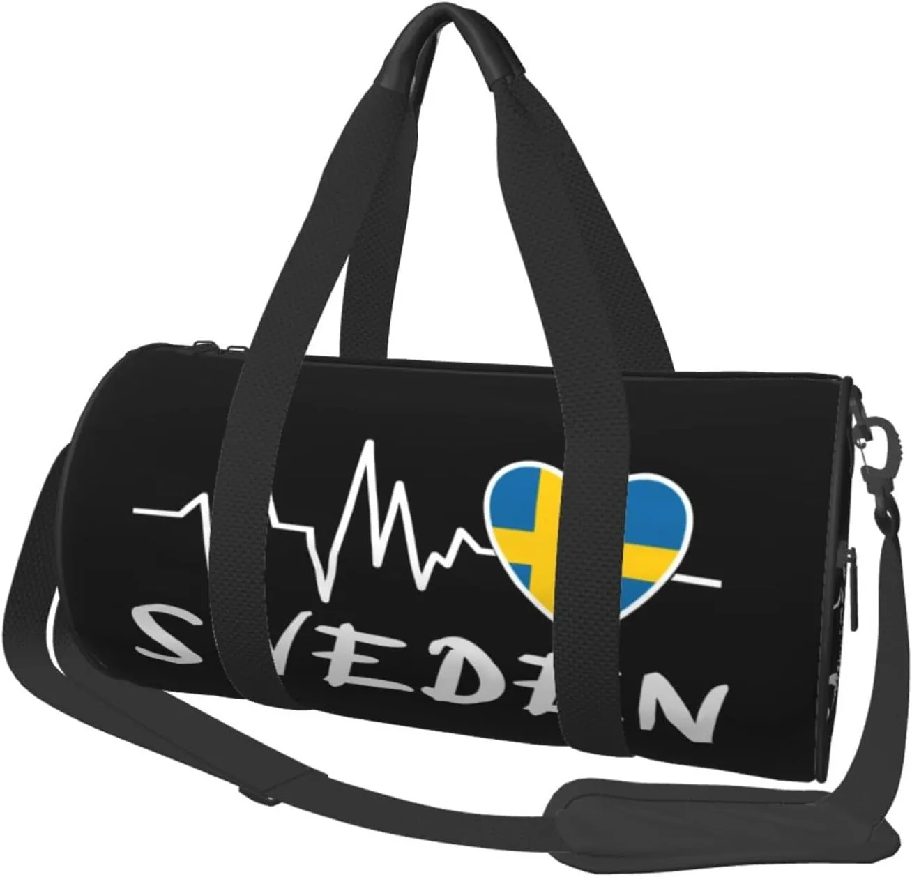 Sweden Heartbeat Duffel Bag Gym Bag Travel Sports Tote Large Foldable Beach Swim Yoga8