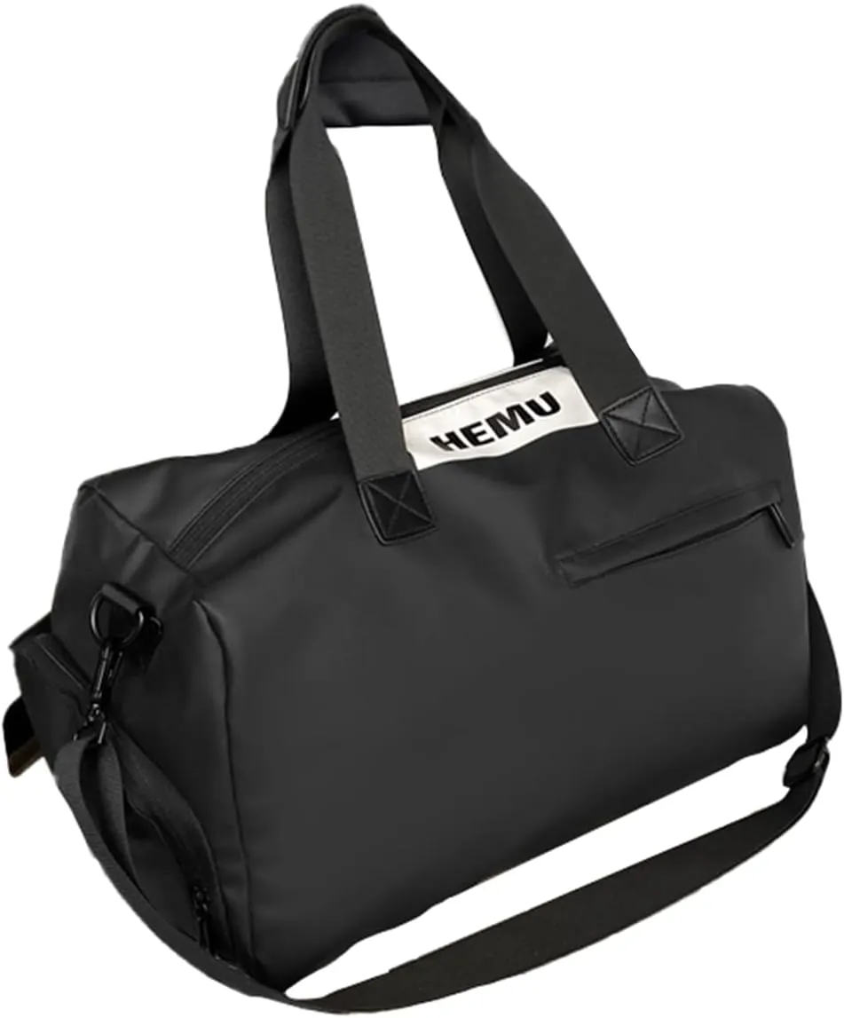 Swim Gym Bag Sports Travel Duffel Bag Lightweight Weekender Overnight Yoga Bag Casual Daypack Fashion Tote Bag College (Black)