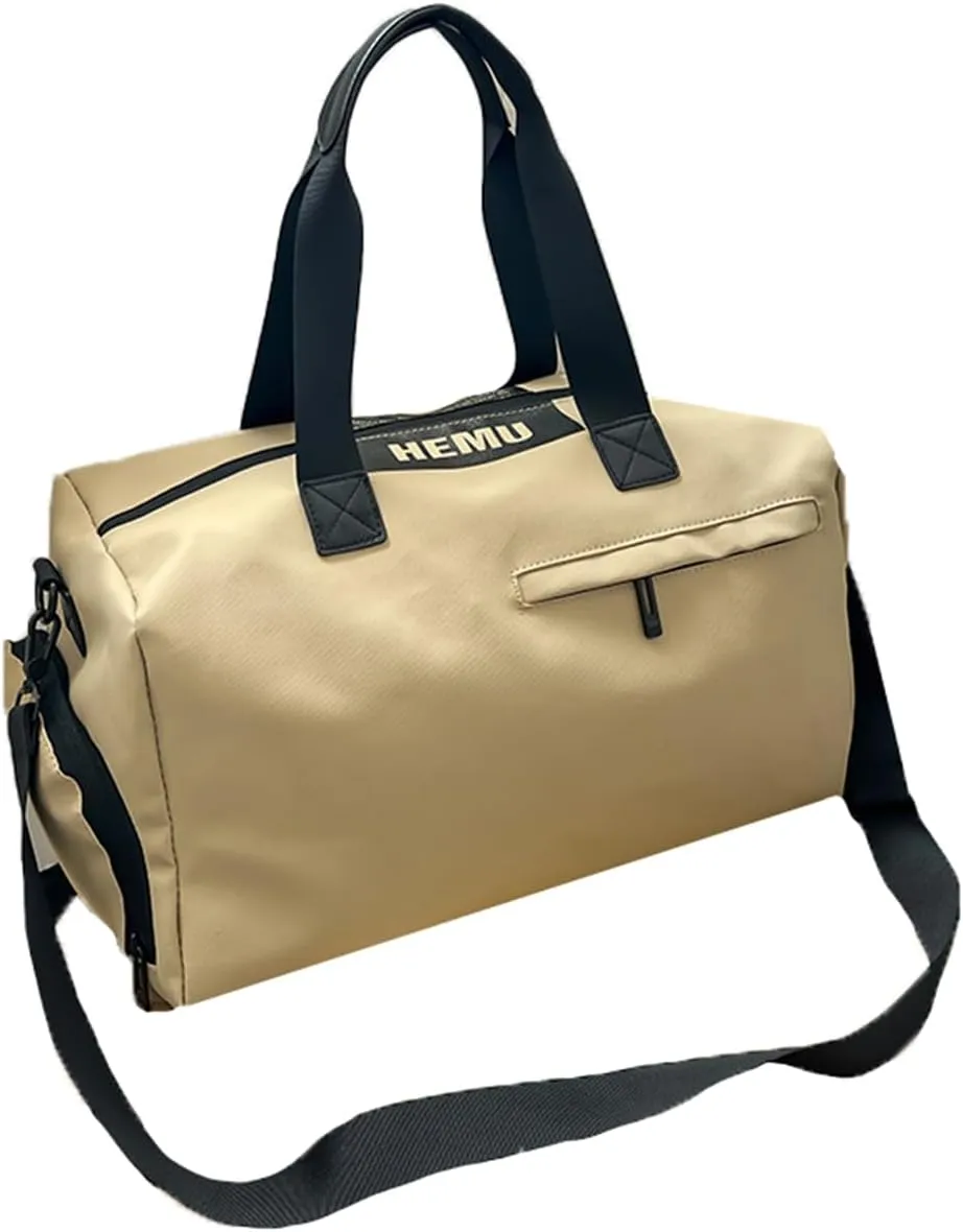 Swim Gym Bag Sports Travel Duffel Bag Lightweight Weekender Overnight Yoga Bag Casual Daypack Fashion Tote Bag College (Brown)