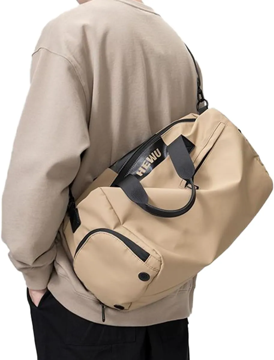 Swim Gym Bag Sports Travel Duffel Bag Lightweight Weekender Overnight Yoga Bag Casual Daypack Fashion Tote Bag College (Brown)