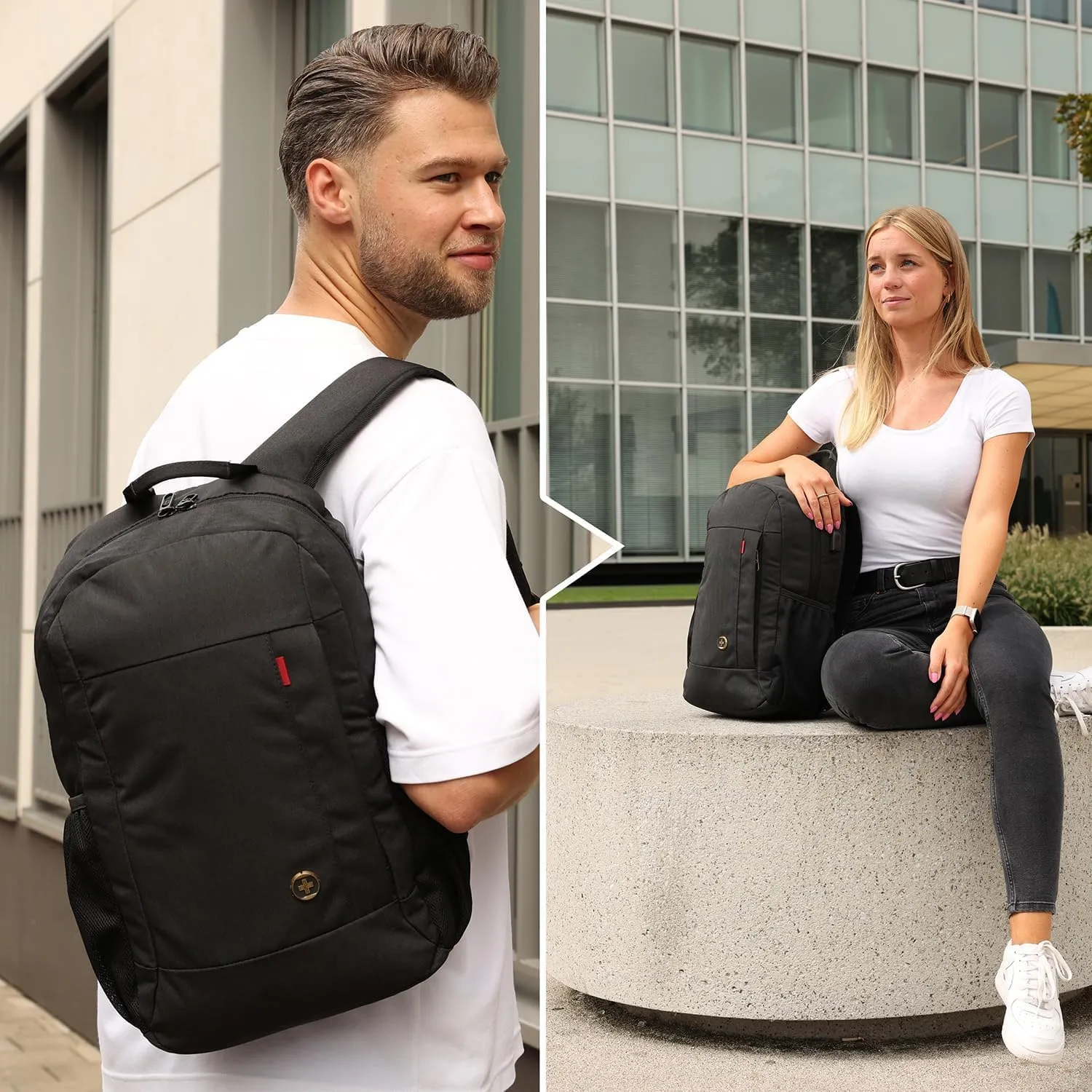 Swissdigital Design College Laptop Backpack, Travel Laptops Backpack with USB Charging Port for Men & Women Fits 15.6 Inch Notebook, Black l ARBON
