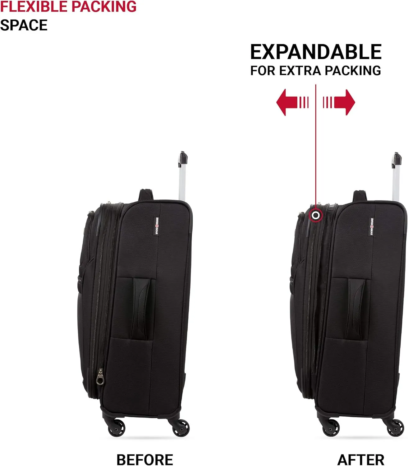 SwissGear 4010 Softside Luggage with Spinner Wheels, Black, Checked-Medium 23-Inch