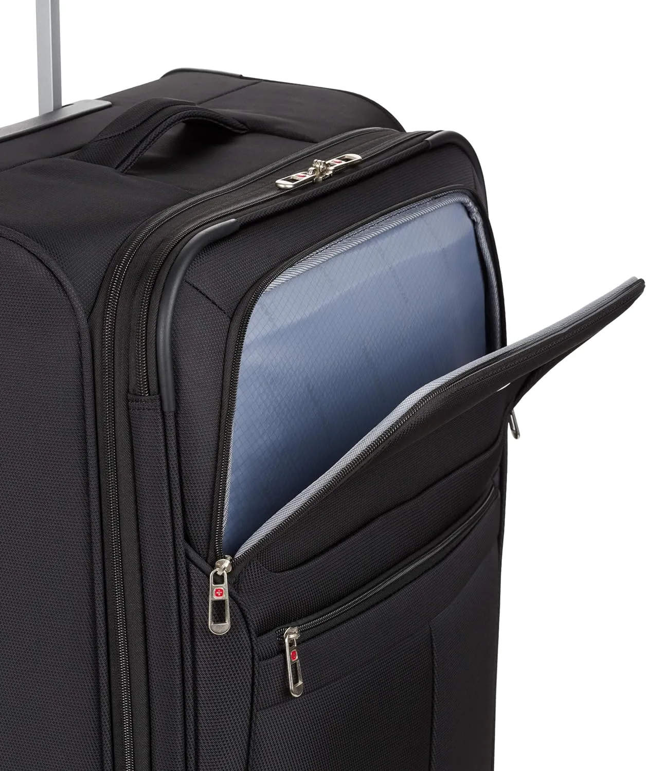 SwissGear 4010 Softside Luggage with Spinner Wheels, Black, Checked-Medium 23-Inch