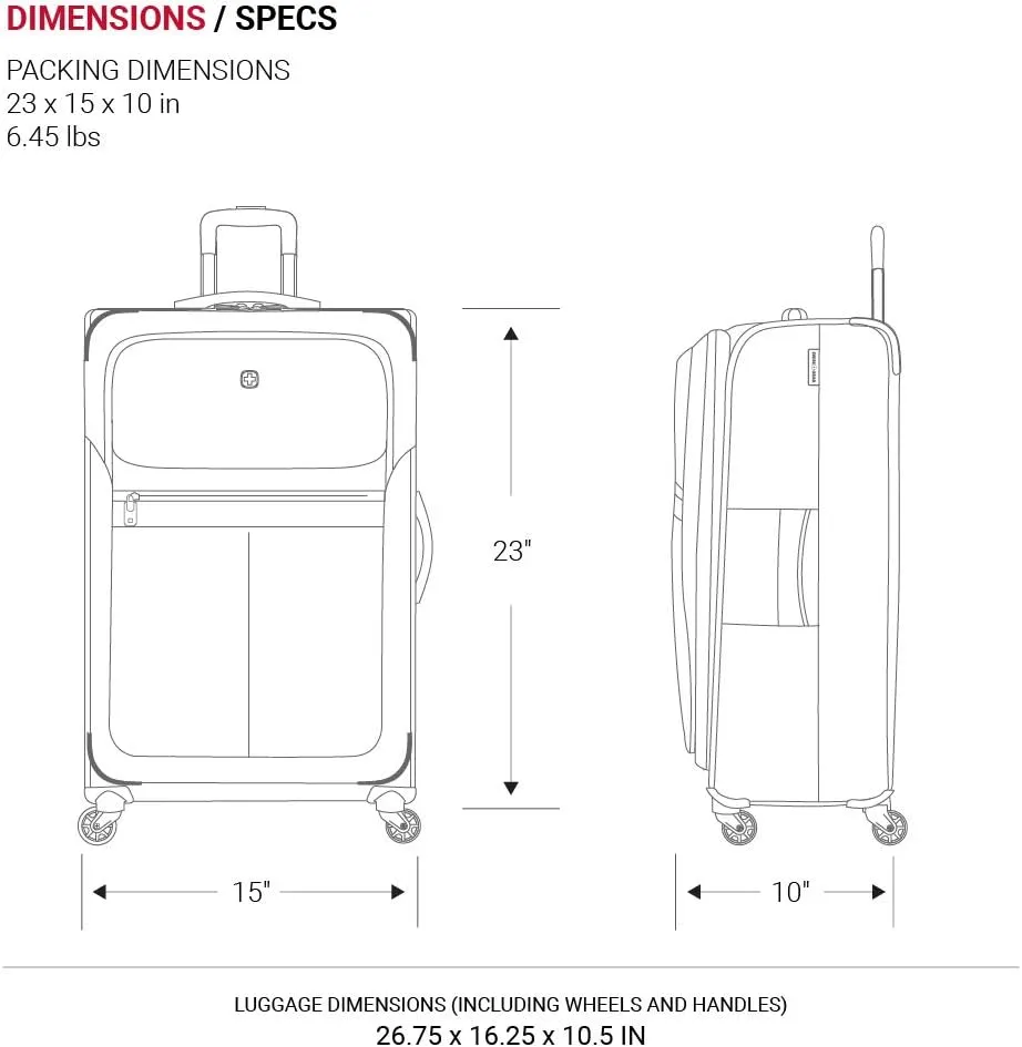 SwissGear 4010 Softside Luggage with Spinner Wheels, Black, Checked-Medium 23-Inch