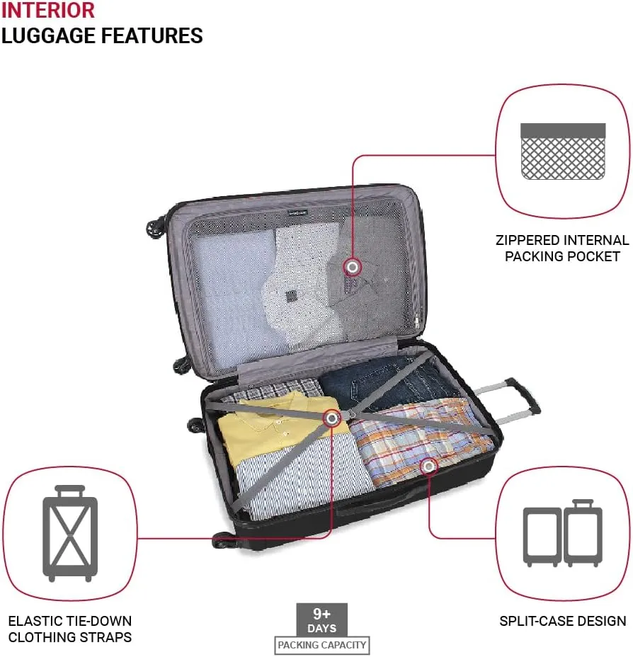 SwissGear 6297 Hardside Expandable Luggage with Spinner Wheels, Black, 3-Piece Set (18/23/27)