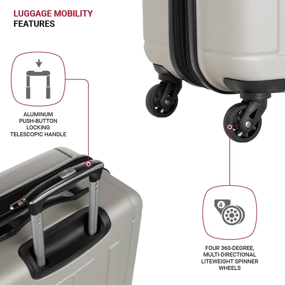 SwissGear 6297 Hardside Expandable Luggage with Spinner Wheels, Silver, 3-Piece Set (18/23/27)