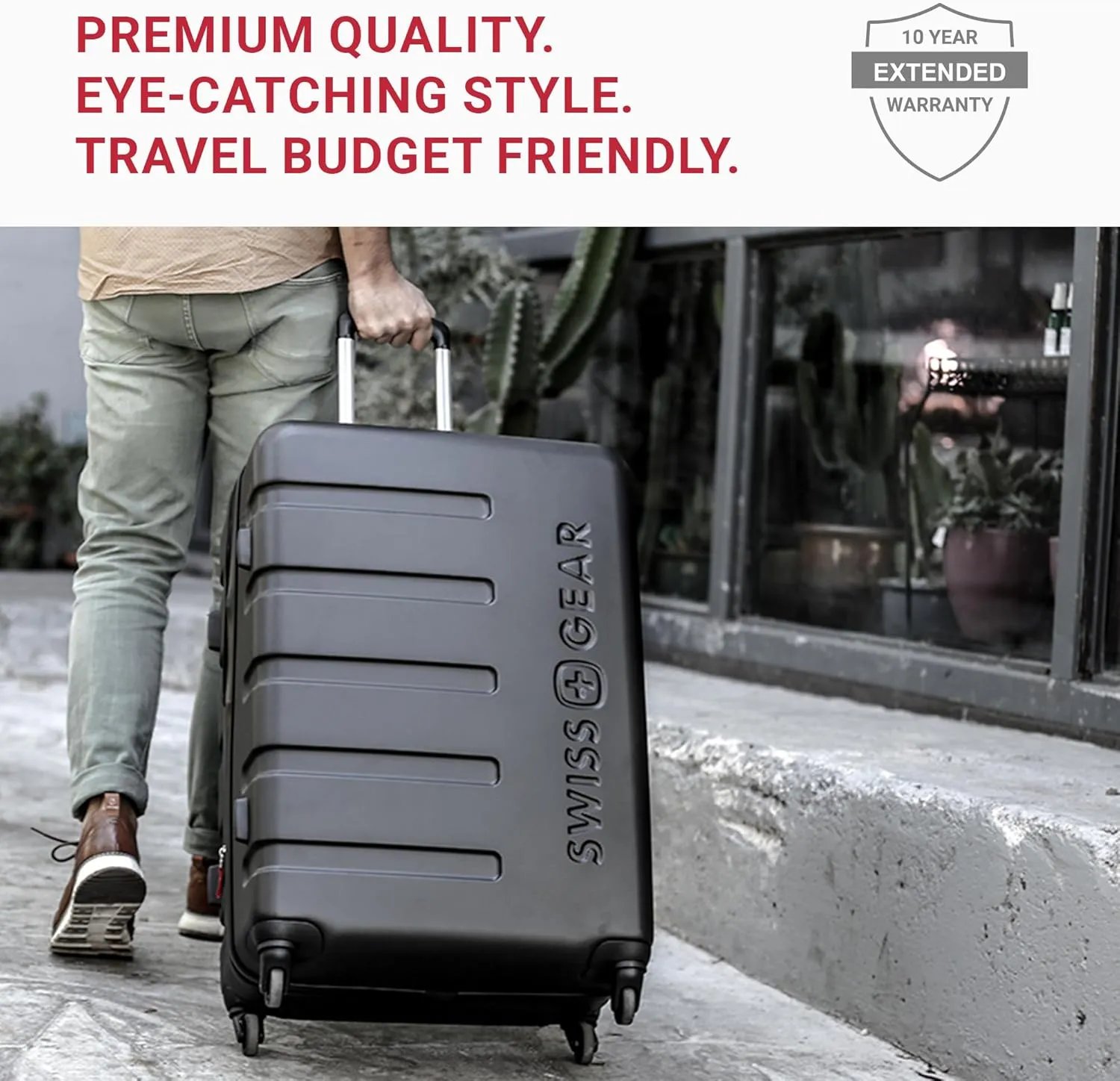 SwissGear 7366 Hardside Expandable Luggage with Spinner Wheels, Green, Checked-Medium 23-Inch