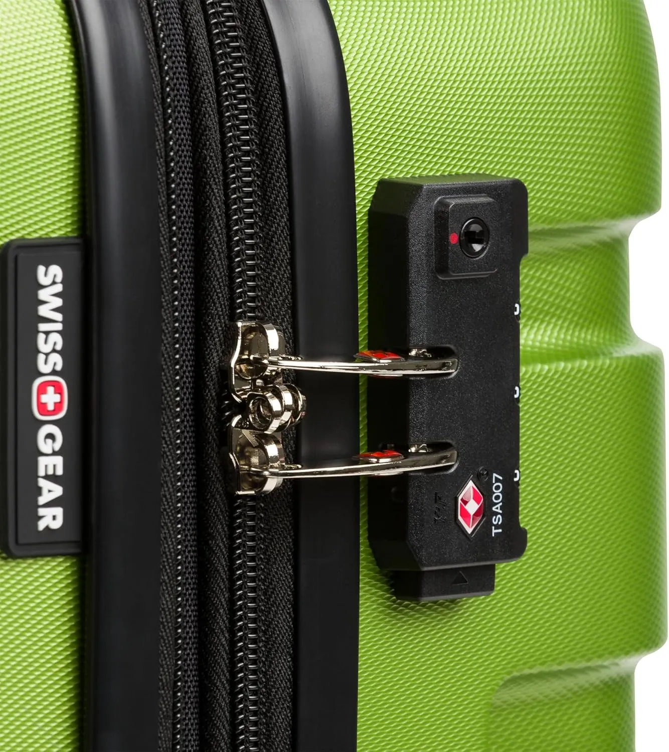 SwissGear 7366 Hardside Expandable Luggage with Spinner Wheels, Green, Checked-Medium 23-Inch
