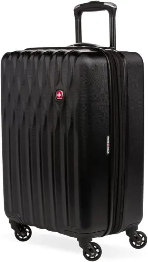 SwissGear 8018 Hardside Expandable Luggage with Spinner Wheels, Black, Carry-On 20-Inch