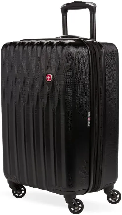 SwissGear 8018 Hardside Expandable Luggage with Spinner Wheels, Black, Carry-On 20-Inch