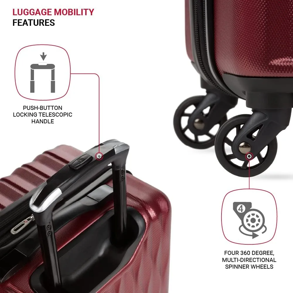 SwissGear 8018 Hardside Expandable Luggage with Spinner Wheels, Wine, Carry-On 20-Inch