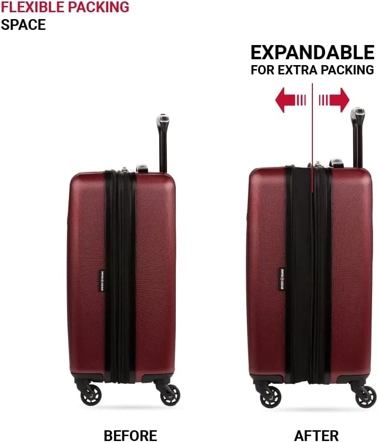 SwissGear 8018 Hardside Expandable Luggage with Spinner Wheels, Wine, Carry-On 20-Inch